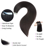 20 Inch Tape in Hair Extensions Remy Human Hair Extensions Se mi-Permanent Pre-taped Invisible Weft Color Straight #1B Natural Black 20 pcs/50g (20", Natural Black)