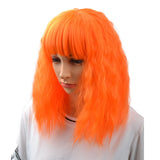 BERON 14" Women's Short Curly Bob Wig with Free Wig Cap (Orange)