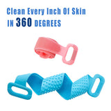 Back Scrubber for Shower,Extra Long silicone Bath Body Brush for Wet or Dry Brushing Exfoliating Skin and A Soft Scrub, Easy to Clean Body Comfortable Massage for Shower 2PCS （Blue and pink）