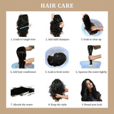 Cgcshine 7Pcs 16 Inch Wavy Curly Full Head Hair Extension, Long Soft Silky Clip in Hair Extension, Women's Three Weft Hairpieces, Synthetic Hairpiecesfor Wedding, Party, Daily（200grams, Dark Brown）