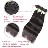 Brazilian Straight Human Hair Bundles with Closure (14 16 18+12 Inch) 10A Unprocessed Virgin Straight Hair Weave 3 Bundles with 4x4 Free Part Lace Closure (14 16 18+12)