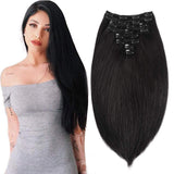 Clip in Hair Extensions Human Hair Double Weft 100% Real Remy Human Hair 18" Jet Black for Women 8A Full Head Soft Silky Straight Hair 8pcs 120G 20clips(18",Jet Black)