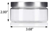 Clear PET Plastic (BPA Free) Refillable Low Profile Jar with Silver Metal Lid - 8 oz (12 Pack) + Spatulas