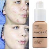 2 Colors PHOERA Liquid Foundation,Matte Full Coverage Foundation Makeup with Mushroom Head Applicator, Oil Control Flawless Concealer Cover Facial Blemish Foundation Makeup for Women (102# and 103#)