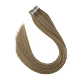 Sunny Tape in Hair Extensions Ash Blonde Highlights Bleach Blonde,100% Remy Human Hair Extensions Tape in Natural Straight Hair for Women 22inch 20pcs/50g