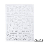 Lookathot 8Sheets Self-ahesive 3D Design Nail Art Stickers Decals Gold Silver Metallic Studs Moon Stars Geometry Pattern Manicure DIY Decoration Tools (Silver(8Sheets))