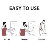 Beard Bib Apron Beard Catcher for Shaving and Trimming, Grooming Cape Apron Catcher, Non-Stick Beard Cape Shaving Cloth, Waterproof, with 4 Suction Cups, Trimming Beard Apron for Men - White
