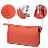 WANDF 3 Pieces Makeup Bag PU Leather Toiletry Bag Portable Cosmetic Pouch Water-resist Travel Organizer for Women (Red)