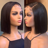 Lace Front Wigs Human Hair Bob Wigs 4x4 Lace Closure Remy Human Hair Wigs Pre Plucked Natural Color Straight Lace Front Bob Wigs Middle Part Short Bob Wigs 10 Inch