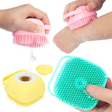 Silicone Body Brush Shower Scrubber with Shower Gel Dispenser Function,Soft Silicone Bath Massage Body Brush,Shower Loofah Brush (Blue)