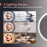 Rottogoon Makeup Mirror with Lights, Rechargeable Cordless Lighted Makeup Mirror LED Vanity Mirror with 1X/5X Magnification, 3 Color Lighting Modes Detachable Light Up Mirror Touch Screen Dimming