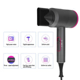 1800W Professional Hair Dryer, 6Types Powerful Constant Temperature Hair Dryer Low Noise with Ionic Conditioning - Powerful, Fast Hairdryer Styling Dryer Hairdryer, 3 Speeds, 2 nozzles(pink)
