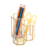 Feyarl Gold Glass Makeup Brush Holder Storage Organizer Eyeliners Container Pen Pencil Holder Display Dresser Bedroom Table Countertop Office