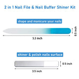 Glass Nail File and Buffer with Case, Crystal Nail File Premium Fingernail Files for Natural Nails Manicure Kit Nail Shiner Polish for Women Ladies Girls Gifts Nail Filer Nail Care Tool Daily Use