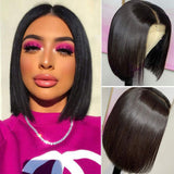 13x4 Lace Front Bob Wigs Human Hair Wigs Brazilian Human Hair Lace Frontal Wigs Natural Color Short Bob Wigs For Black Women (14Inch)