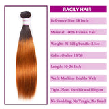 1B/30 Ombre Brazilian Hair Straight 3 Bundles Deals Color Black to Dark Brown 8A Silky Straight Human Hair Sew in Weave 10-26 Inch Unprocessed Hair (14"16"18")