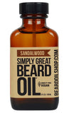 Simply Great Beard Oil - SANDALWOOD Scented Beard Oil - Beard Conditioner 3 Oz Easy Applicator - Natural - Vegan and Cruelty Free Care for Beards - America's Favorite