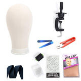 BaiHong 21 inch Training Mannequin Head with Table Clamp Stand Professional Poly Canvas Block Head Making Hair Weave and Styling Mannequin Head with Mount Hole (21 inch)