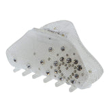 3.5 Inch Jaw Clip Hair Claw With Diamonds and Heart Motif -White