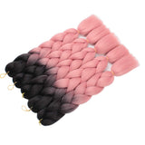 Xtrend 5Pcs 2 Tone Ombre Braiding Hair Crochet Braids 24 Inch Synthetic Hair Extensions Kanekalon Jumbo Braiding Hair Extension for Box Braiding Hair 100g/pc (5 Pieces, Black/Orange Pink#)