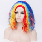 Short Bob Wigs for Women Wavy Curly Hair Wigs Side Part Heat Resistant 14inch Wavy Bob Wigs for Daily Cosplay Party Nightclub Costume