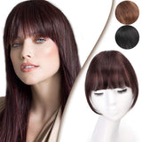 Clip in Bangs Real Human Hair Curved Bangs Natural Flat Neat Bangs with Gradual Temples One Piece Clip in Fringe Hair Extensions for Women