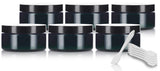 Green PET Plastic (BPA Free) Refillable Low Profile Jar - 8 oz (6 Pack) + Spatulas