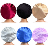 6 Pack Satin bonnet Sleep Cap for Women Soft Elastic Wide Band Hat Night Sleeping Head Cover for Good Sleeping (Solid Color,Normal Size)