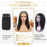 izhenwo Long Yaki Straight Headband Wigs for Women Black Synthetic Headband WigsSynthetic Headband Wigs for Black Women Girl's Yaki Straight Hair for Daily Party Use