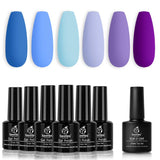 Beetles Gel No Wipe Matte Top Coat with 6 Pcs Aquamarine Mermaid Gel Polish set