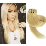 Clip in Hair Extensions Brazilian Human Hair Extensions 70g Silky Straight Weft Remy Clip On Virgin Hair 613 Bleached Blonde 22 inches