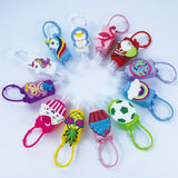 12 Sets Silicone Bottles Holder with 1oz/30ml Reusable Empty Bottles, Cartton Travel Portable Plastic Leak Proof Keychain for Kids School Travel Daily Use (Style-A)
