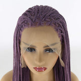 BTWTRY Purple Braided Wig Micro Braided Hair Synthetic Lace Front Wigs for Black Women Heat Resistant Fiber Hair Lavender Box Braids Wig African American Hair (24inch, Purple)