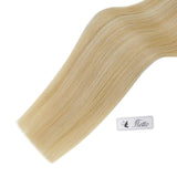 Hetto Tape in Hair Skin Weft Tape in Real Human Hair Extensions Color #27 Strawberry Blonde and #613 Blonde Seamless Virgin Hair for Fashion Women 20 Pieces 50Grams 22 Inch