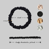Miwen Silk Scrunchies for Women, Small Black, 100% Pure Mulberry Silk Hair Ties, 22 Momme, Soft & Shiny, Less Pulling, Breakage for Ponytail and Hair Sleep (Pack of 4)