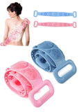 2Pcs Back Scrubber for Shower-Extra Long 34inch Dual Sided Exfoliating Silicone Body Scrubber with Soft Brush and Massage Dots for Deep Clean & Invigorate Your Skin(Blue and Pink)