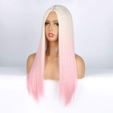 izhenwo Long Straight Blonde Wigs Ombre Light Pink Glueless Synthetic Wig for Women Girls,Heat Resistant Replacement Hair Cosplay Daily Wear Ombre Color (R-pink)