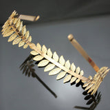 DRESHOW Roman Goddess Leaf Branch Dainty Bridal Hair Crown Head Dress Boho Alice Band, 2 pcs, gold and silver