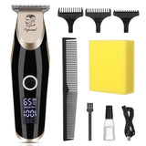 Beard and Hair Trimmer, Hizek Hair Clippers Professional Haircut Kit,Cordless Men's Trimmer with T-blade,3 Adjustable Speeds,LED Display,Blade Lubricating Oil and Guide Combs,for Family Use