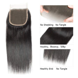 Brazilian Straight Virgin Hair 3 Bundles With Closure Free Part 100% Unprocessed Human Hair Bundles Straight Weave Hair Natural Black(16 18 20+14 Closure Free Part)