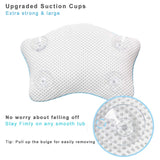 Non Slip Bath Pillow, Luxury Spa Bathtub Head & Neck Rest Support, Permeable Quick Drying Air Mesh Tub Pillow with 4 Large Suction Cups, Whirlpool, Jacuzzi & Standard Tubs, Soft and Relaxing