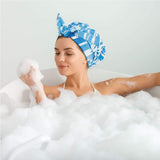 Leotruny Shower Cap Reusable Bow Bath Cap Waterproof for Women All Hair Lengths (C04-Wave)