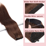 Hairro Miracle Wire Extension Human Hair 16 Inch Hidden Crown Extensions Thicker Dark Brown Secret Fish Line in Hairpiece Long Straight No Clips No Glue 90g #2