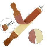 Grandslam Leather Strop for Straight Razor Sharpening and Smooth - Professional Straight Razor Knife Cowhide and Canvas Dual Strop (Type 1, Brown)