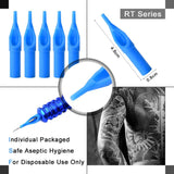 Tattoo Needles & Tips Set, ATOMUS 50pcs Disposable Mixed Tattoo Needles + 50pcs Assorted Sterilized Tattoo Needles Tips, 5pcs of each-3rl 5rl 7rl 9rl 3rs 5rs 7rs 9rs 5m1 7m1 3RT 5RT 7RT 9RT 3DT 5DT