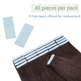 SEGO Tape In Hair Extensions Human Hair Glue In Real Extensions Skin Weft Remy Human Hair Extensions Straight Invisible Seamless Double Side Tape 40 Pieces Dark Brown 24inch (100gram)