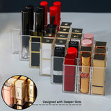 Tasybox Clear Lipstick Holder Organizer, 28 Spaces Acrylic Lipgloss Organizers and Storage Box Display Stand