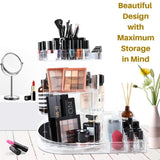 SUNFICON Rotating Makeup Organizer Detachable Makeup Storage Tray Large Cosmetic Holder 360 Spin Makeup Carousel Display Case Caddy Vanity Bathroom Countertop Birthday Christmas Gift Acrylic Clear