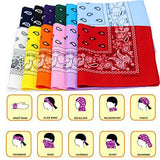 12pcs Bandanas 22 X 22 Inch 100% Cotton Novelty Double Sided Print Paisley