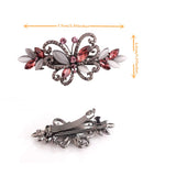 4 Packs Heart Shaped Crystal Butterfly Flower Vintage Hair Barrettes Peacock Rhinestones French Hair Clip Bridal Wedding Formal Event Jewelry Accessory for Women Girls